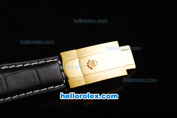Rolex Datejust Swiss ETA 2836 Automatic Movement Black Dial with Diamond Bezel-Black Leather Strap - Click Image to Close